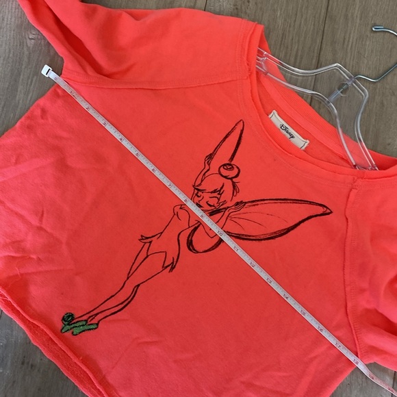 DISNEY COUTURE PETER PAN TINKERBELL fairy cropped sweatshirt neon sparkle S - Picture 5 of 5